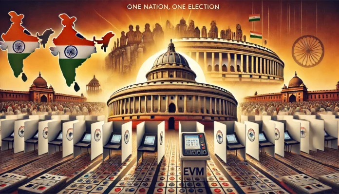 A symbolic representation of India's 'One Nation, One Election' policy